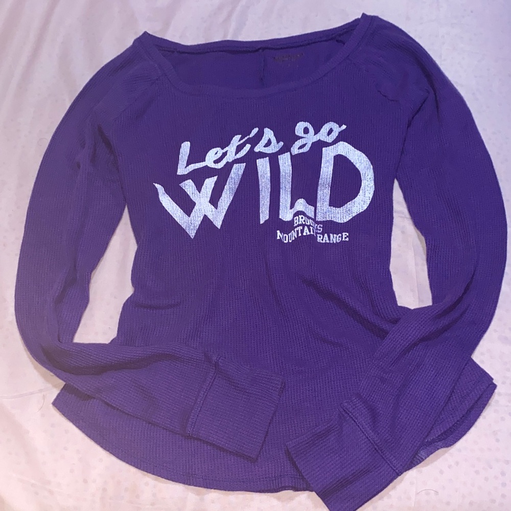 Arizona Jean Company Purple Long Sleeve "Let's Go Wild" Graphic Tee